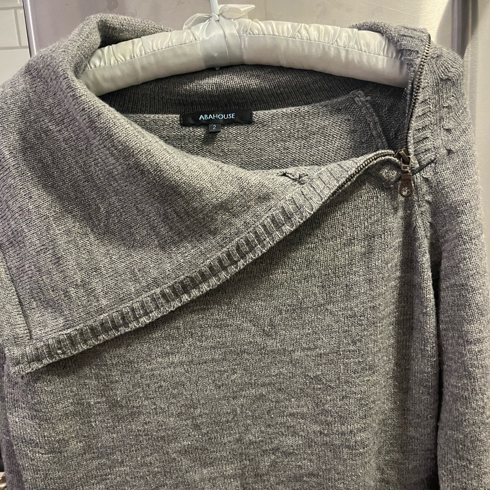 Abahouse‎ Gray Sweater with Asymmetrical Collar, Japanese Streetwear Ladies S 2